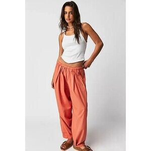 Free People To The Sky Parachute Pants Pull-on Low-Rise Solid Smocked XS 270584